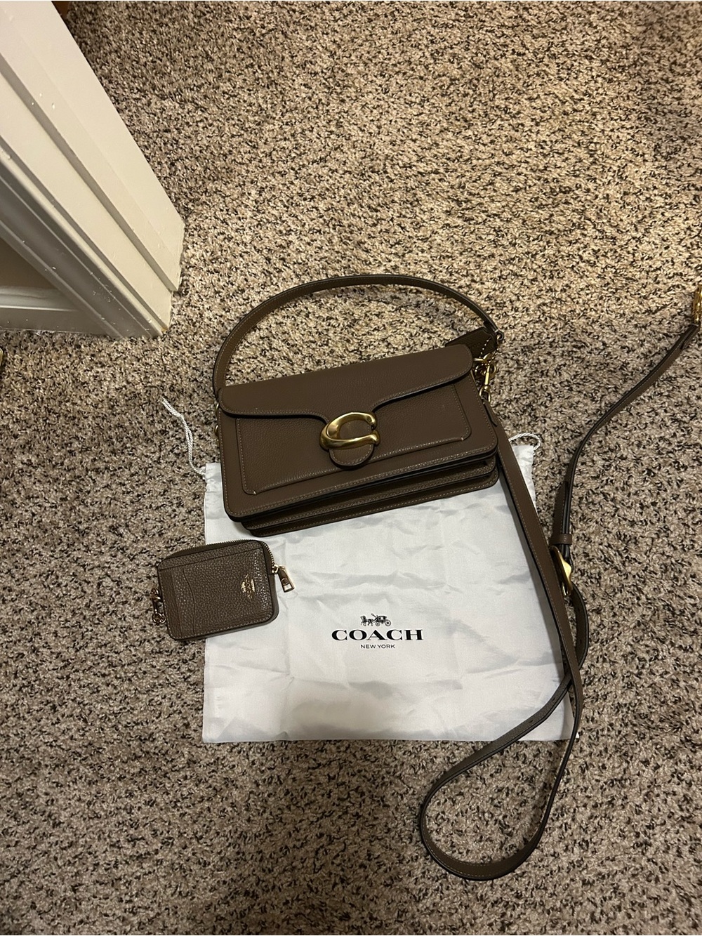 COACH Brown Pebbled Leather Tabby purse with small wallet